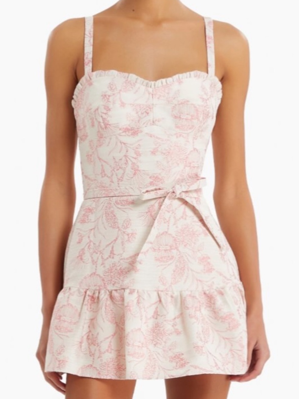Amanda Uprichard White Mini Dress with Pink Floral Print